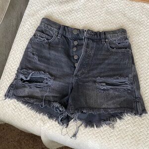 Garage - Distressed Black Denim Shorts